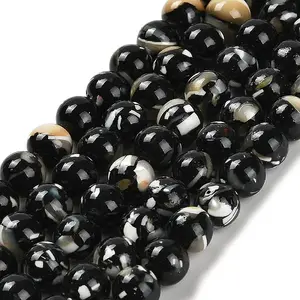 Assembled Synthetic Stone and Trochus Shell Beads Strands