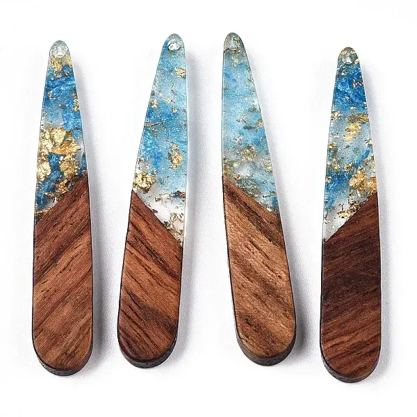 Transparent Resin & Walnut Wood Pendants