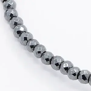 Non-magnetic Synthetic Hematite Faceted Round Beads Strands