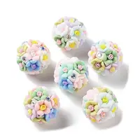Luminous Polymer Clay Rhinestone Flower Beads
