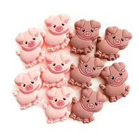 10Pcs 2 Styles Cartoon Cute Little Pig Silicone Beads