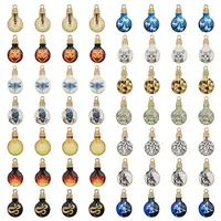 56Pcs 14 Styles Printed Alloy Enamel Pendants