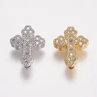 Brass Micro Pave Cubic Zirconia Beads