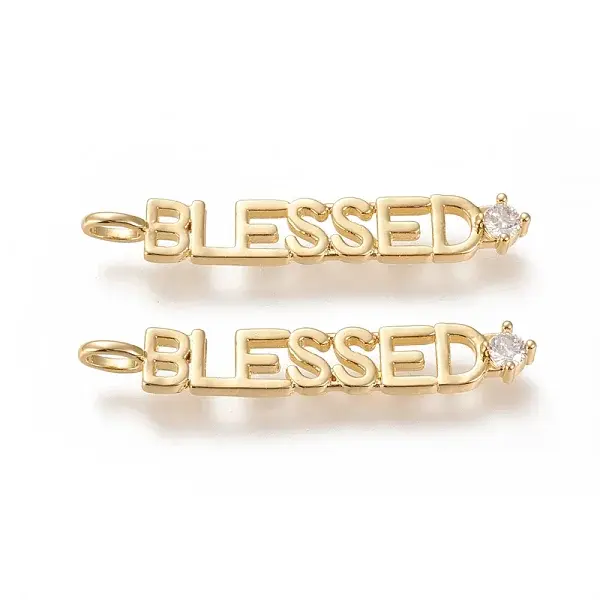 Brass Micro Pave Clear Cubic Zirconia Pendants