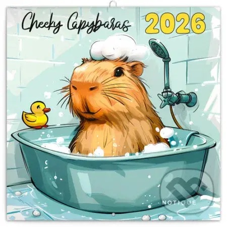 NOTIQUE Nástenný poznámkový kalendár Cheeky Capybaras (Roztopašné kapybary) 2026