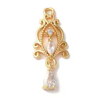 Brass Micro Pave Clear Cubic Zirconia Pendants