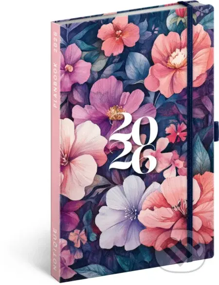NOTIQUE Planbook - diár/notes Kytica 2026 (horizontálny / linajkovaný, elastické zatváranie)