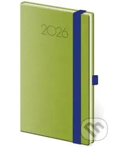 Kapesní diář 2026 New Praga zelený s gumičkou