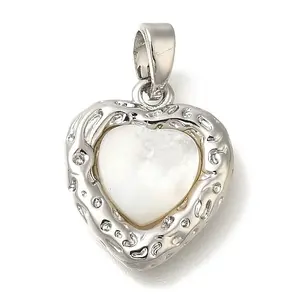 Brass Pave Natural White Shell Pendants