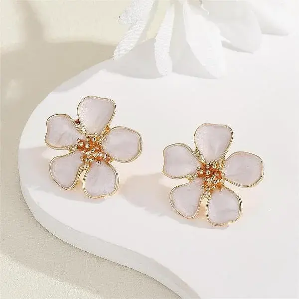 Flower Alloy Enamel Stud Earrings