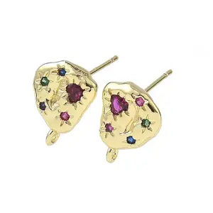 Brass Micro Pave Cubic Zirconia Stud Earring Findings