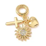 Brass Micro Pave Clear Cubic Zirconia European Dangle Charms