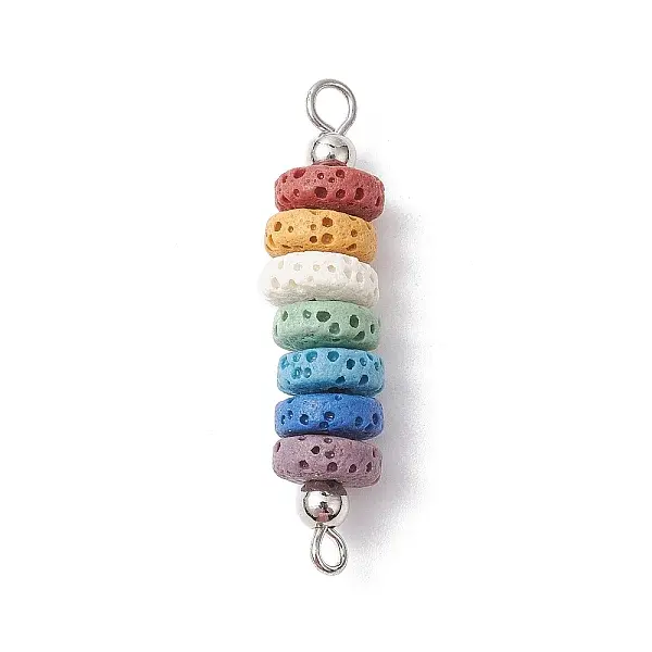 10Pcs Dyed Natural Lava Rock Connector Charms