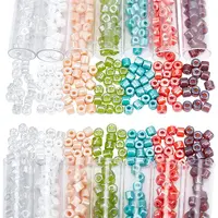 588Pcs 7 Style Opaque & Transparent Colours Luster Glass Round Bugle Beads