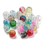 Transparent Spray Painting Crackle Glass Beads
