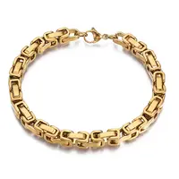 Ion Plating(IP) 201 Stainless Steel Byzantine Chain Bracelets