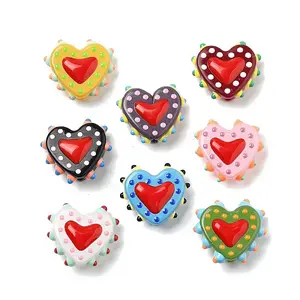 Baking Painted Glass Bumpy Beads Heart