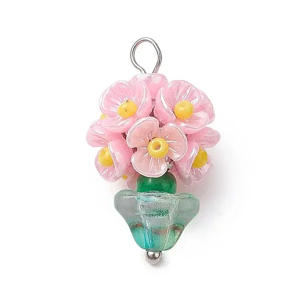 Glass Seed Beaded Flowerpot Pendants