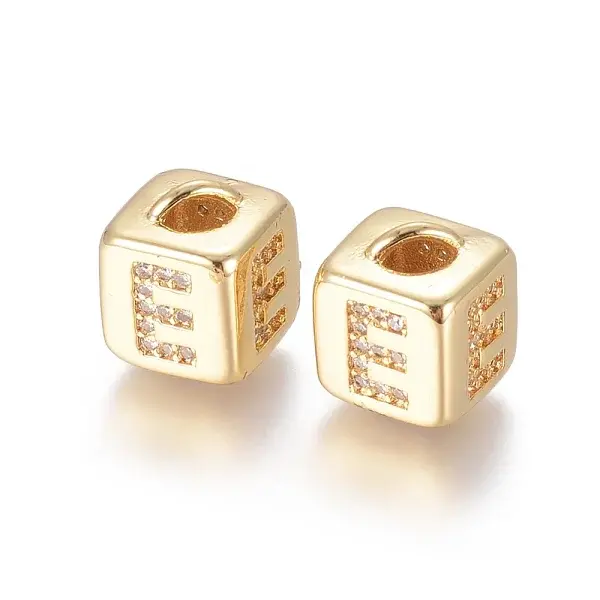 Brass Micro Pave Cubic Zirconia Beads