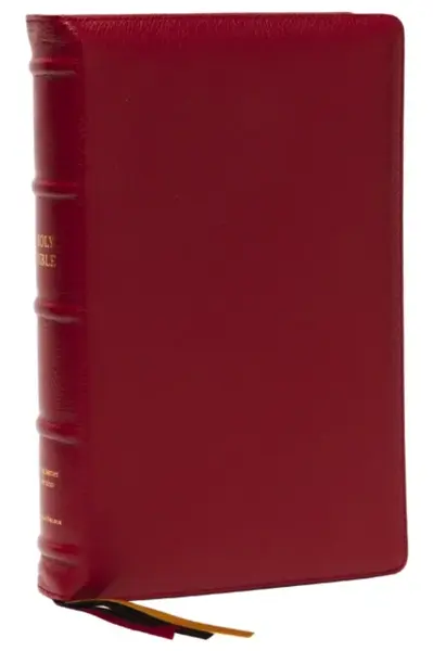 KJV Holy Bible: Large Print Single-Column with 43,000 End-of-Verse Cross References, Red Goatskin Leather, Premier Collection, Personal Size, Thumb In
