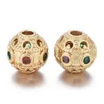 Brass Micro Pave Cubic Zirconia Beads