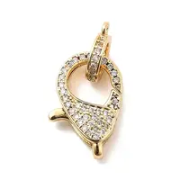 Brass Clear Cubic Zirconia Lobster Claw Clasps