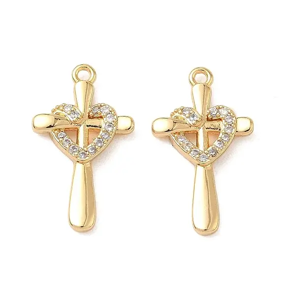 Brass Micro Pave Clear Cubic Zirconia Pendants