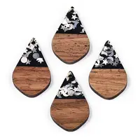 Opaque Resin & Walnut Wood Pendants