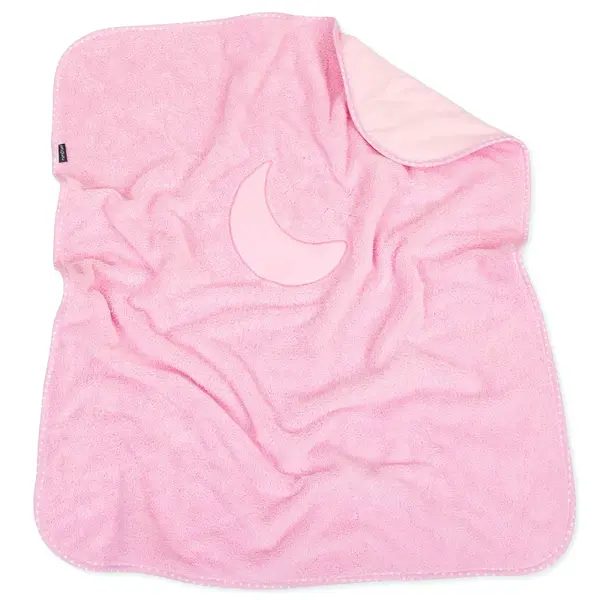 Mamo Tato Oboustranná chlupáčková dečka s vyšívkou 75 x 90 cm, Měsíček - růžová