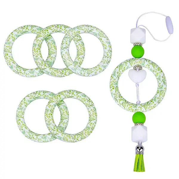 5Pcs Ring Food Grade Eco-Friendly Silicone Focal Beads