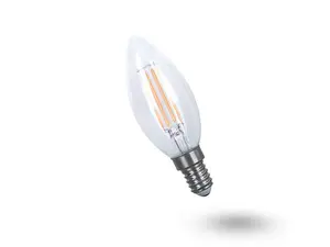 Žárovka LED E14 5W C35 bílá teplá filamentová svíčka GETI
