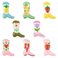 8Pcs 8 Colors Boot Painted Glass Beads Enamel Beads