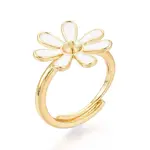 Flower Brass Enamel Adjustable Rings Setting