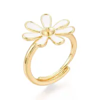 Flower Brass Enamel Adjustable Rings Setting