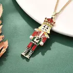 Alloy Enamel Christmas Nutcracker Pendant Necklaces