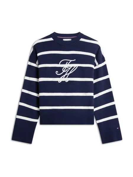 TOMMY HILFIGER Sveter  tmavomodrá / biela