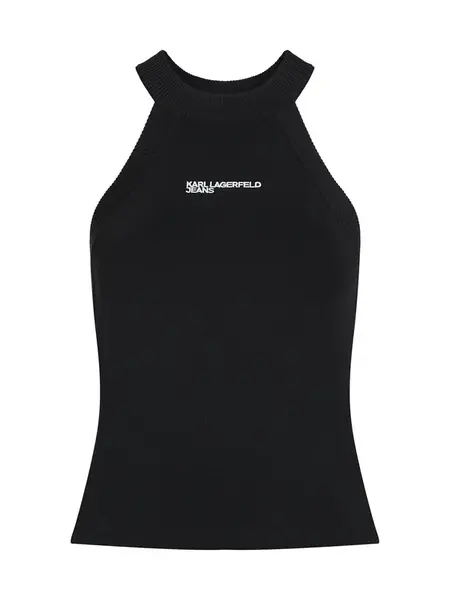 KARL LAGERFELD JEANS Vyšívaný top  čierna / biela