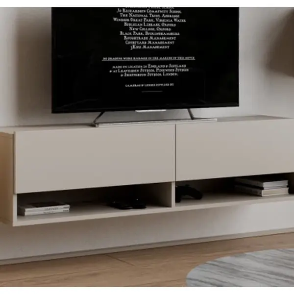 Závěsná TV skříňka Asko Living, 135 cm, béžová kašmír