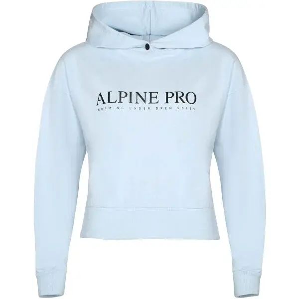 ALPINE PRO JEFEWA Dámska bavlnená mikina s kapucňou, svetlomodrá, veľkosť