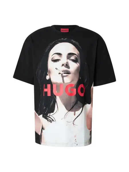 HUGO Tričko 'Duwedie'  krémová / červená / čierna