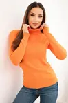 Kesi Włoski Dámsky sveter z viskózy s golierom a dlhým rukávom oranžový