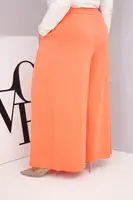 Kesi Włoski Dámske bavlnené nohavice Plus Size so širokým strihom a voľným strihom marhuľové