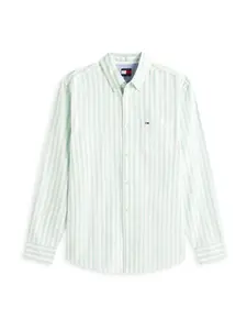 Tommy Jeans Košeľa  pastelovo zelená / biela