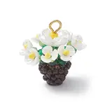 Resin Glass Seed Beaded Flower Pendants