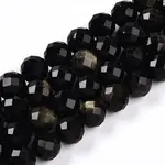 Natural Golden Sheen Obsidian Beads Strands