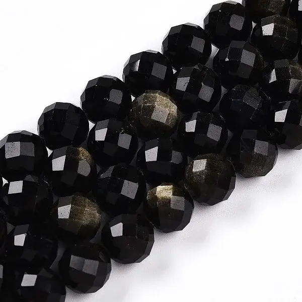 Natural Golden Sheen Obsidian Beads Strands