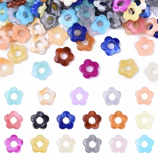 100Pcs Gradient Color Transparent Acrylic Beads