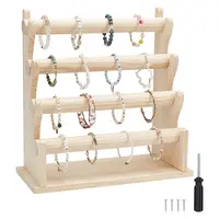 4-Tier Assembled Wood Bracelets/Bangles Display Riser Stands
