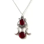Gothic Triple Moon Goddess Glass Pendant Necklace
