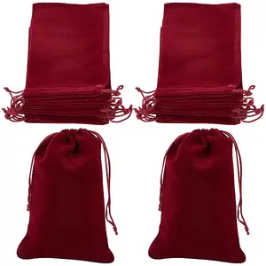 20Pcs Rectangle Velvet Drawstring Pouches